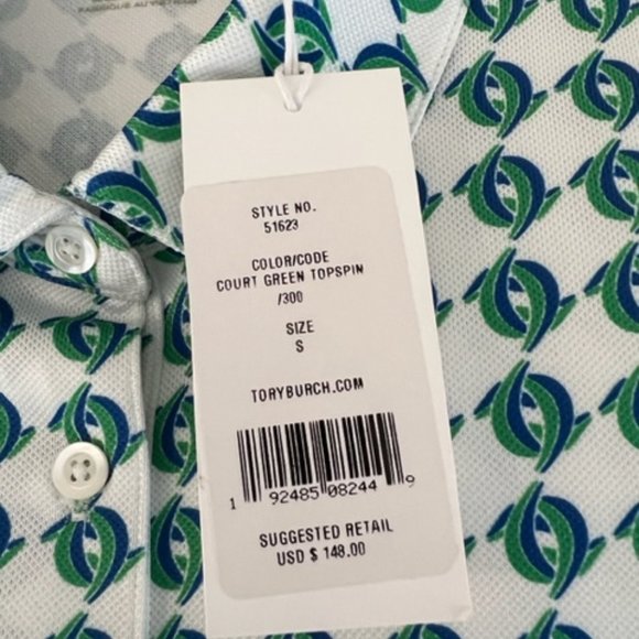 NWT New Tory Burch Tory Sport Court Green Topspin Shirt Size Small - Picture 7 of 9